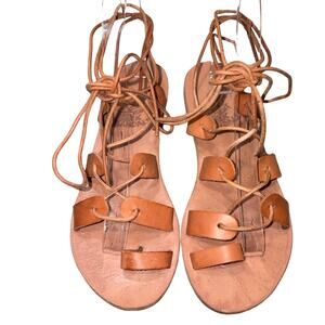 Ancient Greek Brown Leather Gladiator Sandals    Size: EU 36 US 6